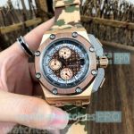 High Quality Audemars Piguet Royal Oak Offshore Replica Watch Rose Gold Bezel Camo Rubber Strap